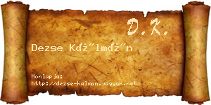 Dezse Kálmán névjegykártya